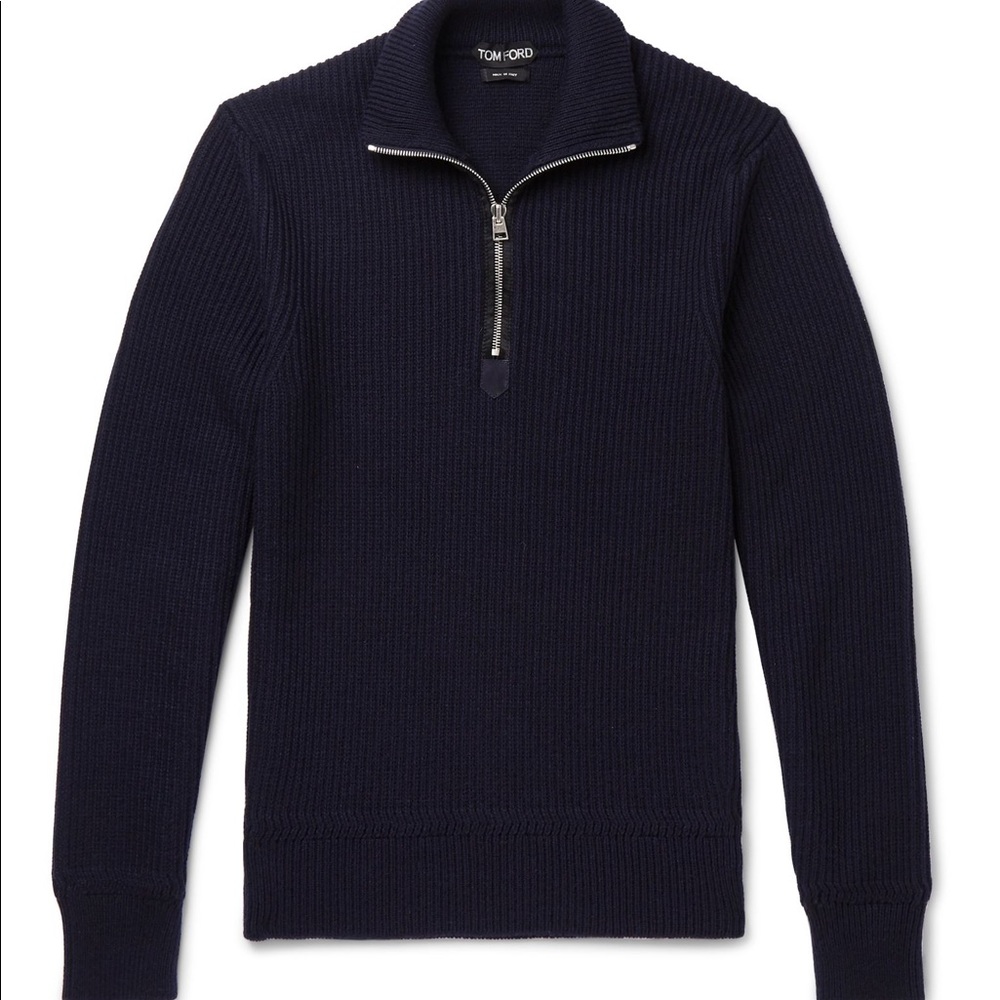 Tom Ford Cashmere Fisherman Rib Half Zip